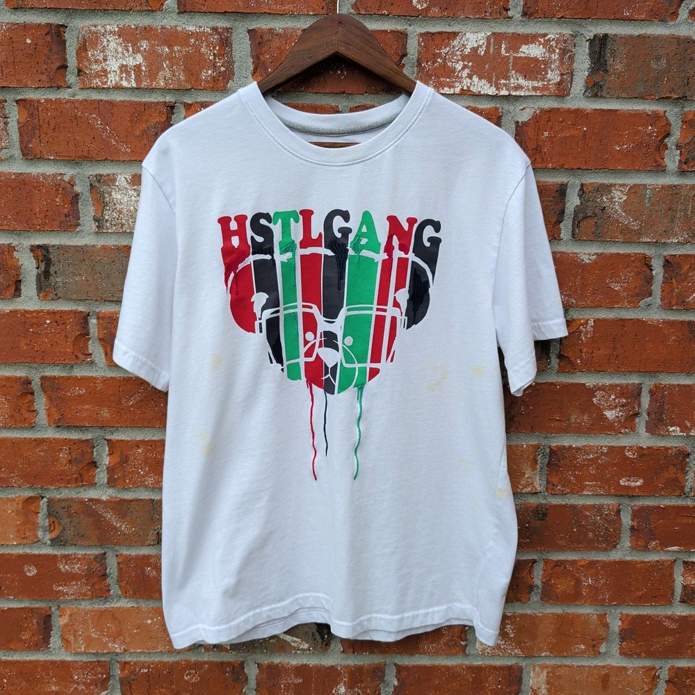 Hustle Gang Graphic T-Shirt Mens‎ LG White Bear Streetwear Short Sleeve Tee